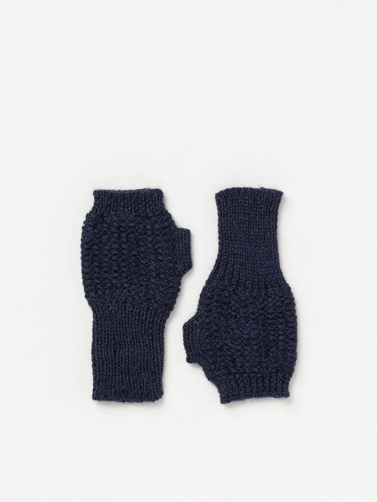 Navy fingerless gloves