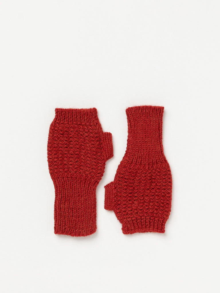 Red fingerless gloves