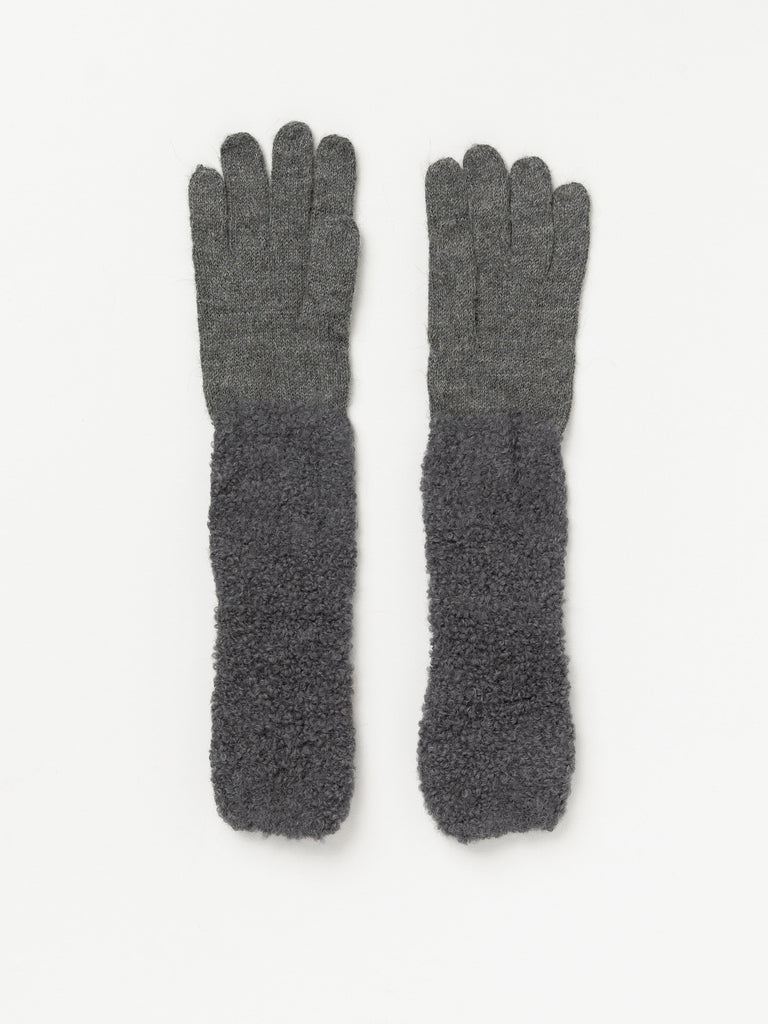Long grey gloves