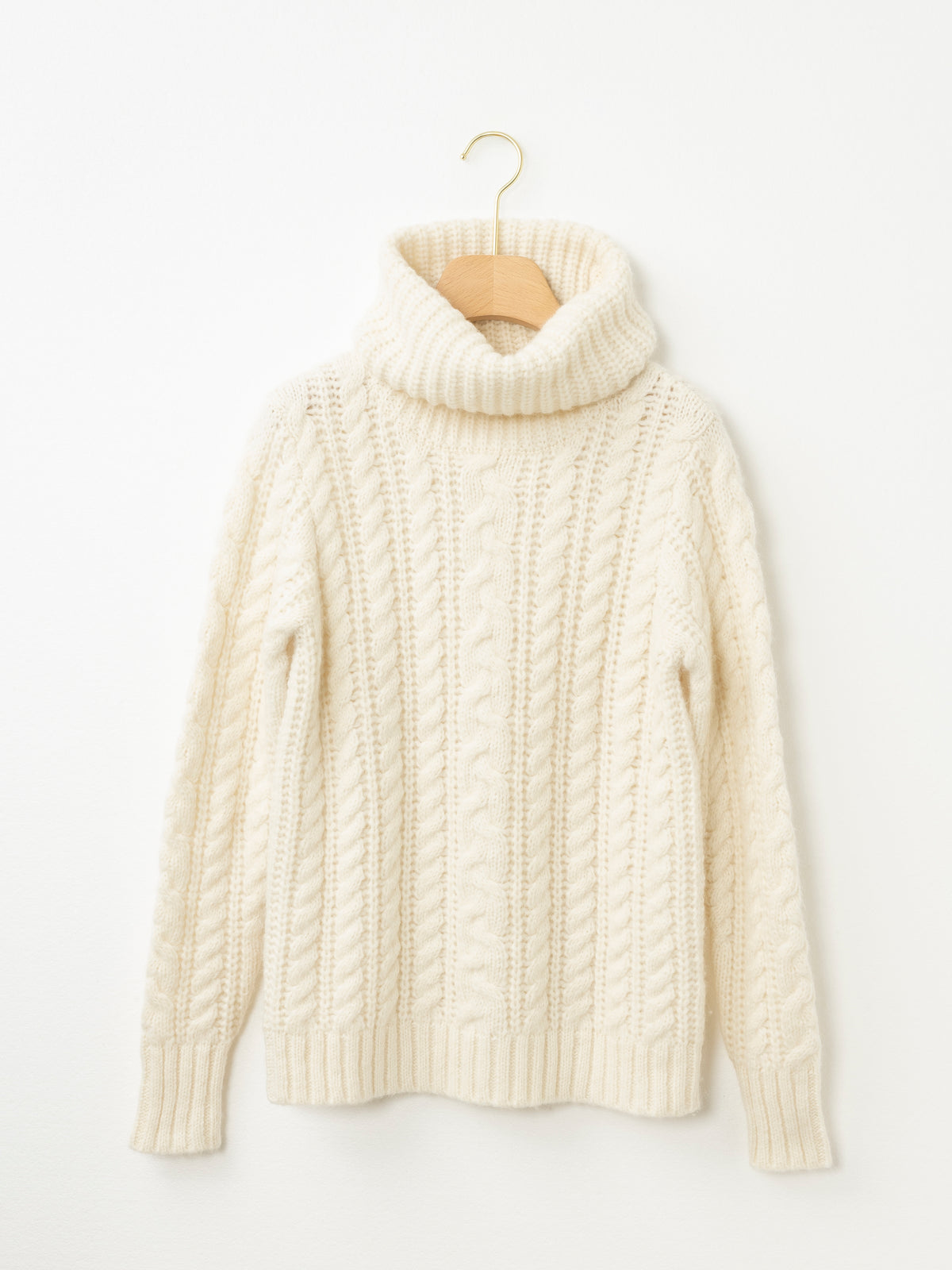 Cream cable knit roll neck jumper hot sale