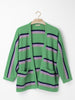 Tri-Colour Stripe Alpaca Cardigan in a relaxed oversized fit, crafted from a soft brushed alpaca blend with bold horizontal stripes, open front and front patch pockets.