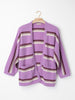 Tri-Colour Stripe Alpaca Cardigan in a relaxed oversized fit, crafted from a soft brushed alpaca blend with bold horizontal stripes, open front and front patch pockets.